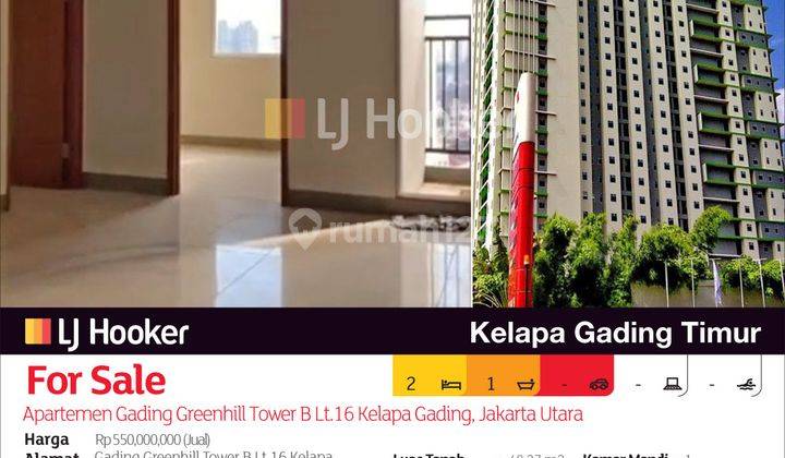 Apartemen Gading Greenhill Tower B Lt.16 Kelapa Gading, Jakarta Utara 2