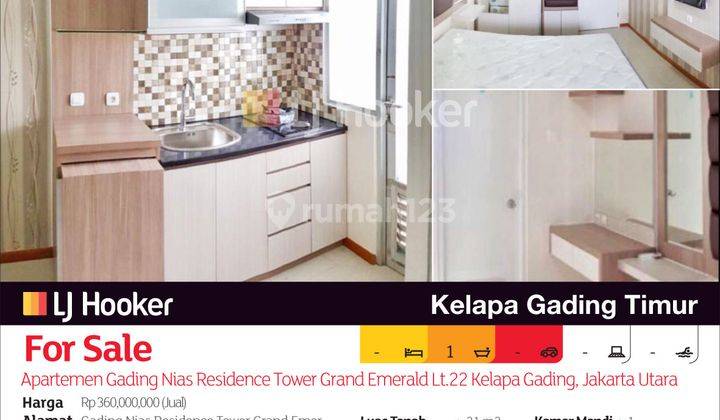 Apartemen Gading Nias Residence Tower Grand Emerald Lt.22 Kelapa Gading, Jakarta Utara 2