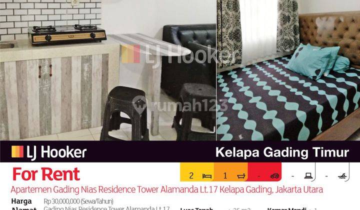 Apartemen Gading Nias Residence Tower Alamanda Lt.17 Kelapa Gading, Jakarta Utara 2