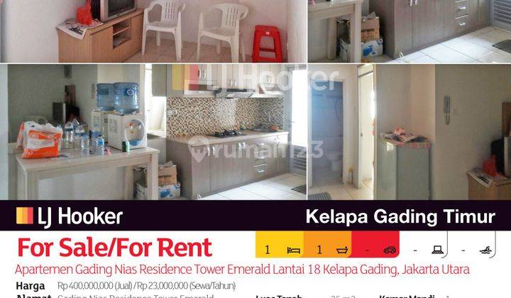 Apartemen Gading Nias Residence Tower Emerald Lantai 18 Kelapa Gading, Jakarta Utara 2