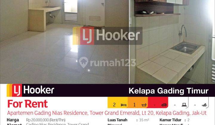 Apartemen Gading Nias Residence Tower Grand Emerald Lantai 20, Kelapa Gading, Jakarta Utara 2