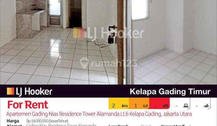 Apartemen Gading Nias Residence Tower Alamanda Lt.6 Kelapa Gading, Jakarta Utara 2