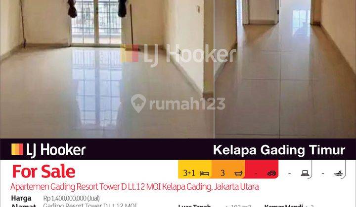 Apartemen Gading Resort Tower D Lt.12 Moi Kelapa Gading, Jakarta Utara 2