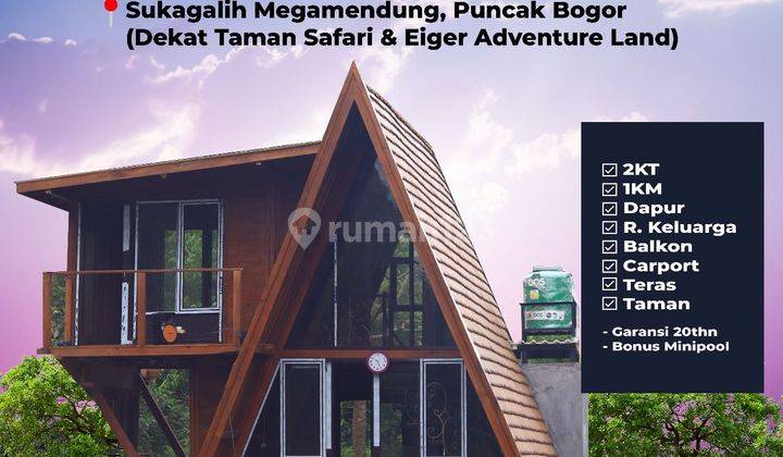 Rumah villa kayu di Megamendung Puncak Baru 1