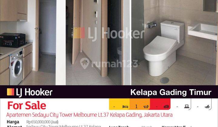 Apartemen Sedayu City Tower Melbourne Lt.37 Kelapa Gading, Jakarta Utara 2