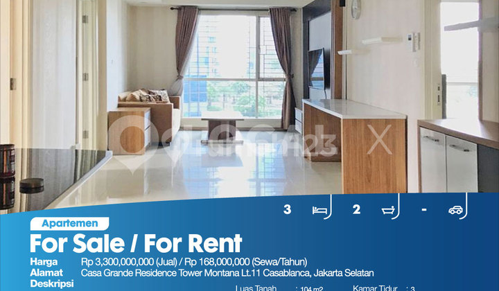 Apartemen Casa Grande Residence Tower Montana Lt.11 Casablanca, Jakarta Selatan 2