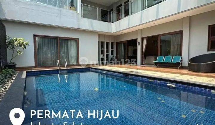 TURUN HARGA.....RUMAH MODERN MINIMALIS SIAP HUNI PRIVATE SWIMMING POOL DALAM KOMPLEKS Di PERMATA HIJAU 2 1