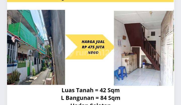 Dijual Rumah 2 lantai Kalibaru Timur Senen Jakarta Pusat Rp 475 juta Nego Rumah 2 Lantai SHM Butuh Renovasi Selatan 1