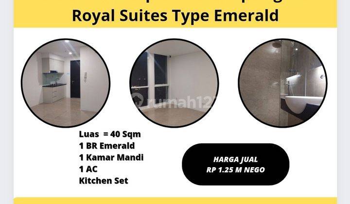 Dijual Apartemen Springhill Royale Suites Kemayoran Type Emerald Rp 1.25 M Nego Apartemen Springhill Baru Unfurnished 1