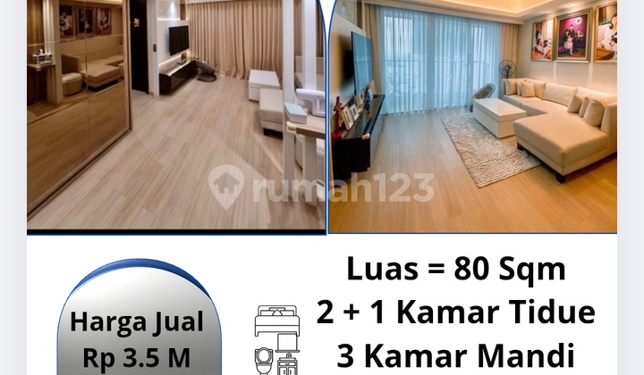Apartemen Kensington Jakarta Utara Rp 3.5 M Nego Apartemen 3 Kamar Tidur Furnished