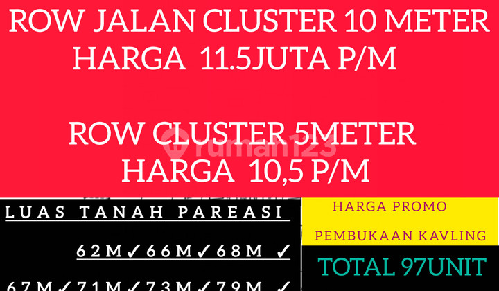 Tanah Kavling di Kebagusanmu Mulai66 Sampe 124 Meter Row Cluster 10Meter Tanah Kavling di Kebagusanmu Mulai66 Sampe 124 Meter Row Cluster 10Meter
