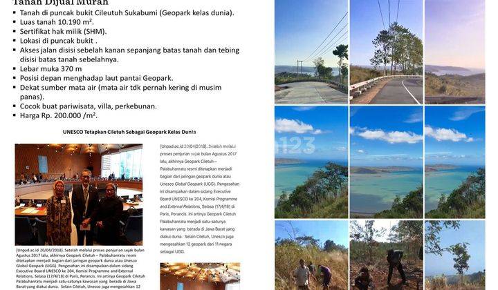 Tanah dijual View Pantai Geopark Ciletuh  1