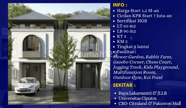 Murah Perumahan Mansion Nine Lakarsantri Surabaya Barat Dkt Citraland Pakal 1