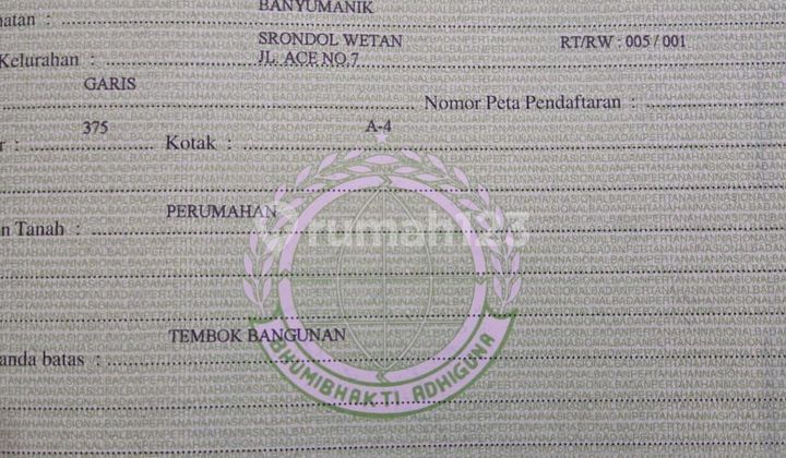 Dijual Tanah Jl Ace Banyumanik Dekat Exit Tol 2