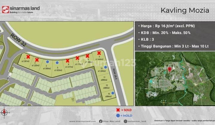 Kavling Komersil 2 Lot Total 2209 di Mozia Bsd City Tangerang