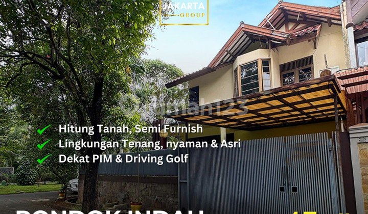 Rumah Hook Pondok Indah 2 Lantai Depan Taman, Ada Garasi Caport