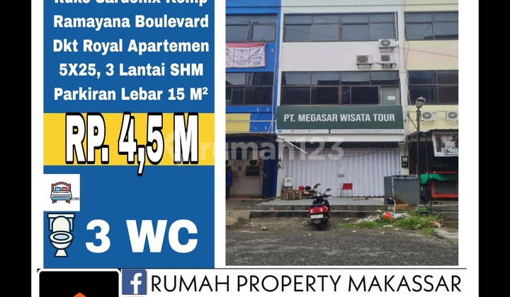 Ruko Complex Ramayana Boulevard Near Royal Spring 5X25, 3 Floors with Wide Parking 15 m² IDR 4.5 M Negotiable