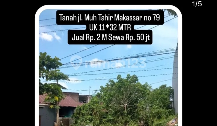 Land for Sale, Lease, or PartnershipJl. Muh Tahir No 79, Size 11x32 Meters, Price 2 Billion, Rent 50 Million Land for Sale, Lease, or PartnershipJl. Muh Tahir No 79, Size 11x32 Meters, Price 2 Billion, Rent 50 Million