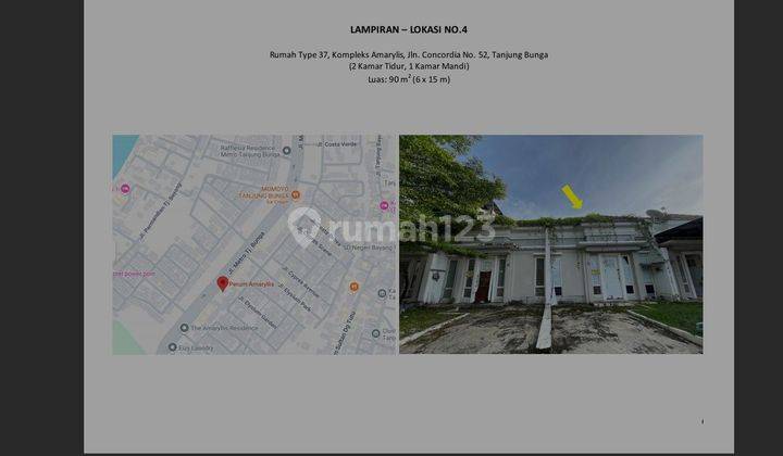 Rumah Type 37 Amarilys

tanjung Bunga 6x15

jl Concordia 

kamar 2 Wc 1

tersedia 2 Unit Denpet

 2