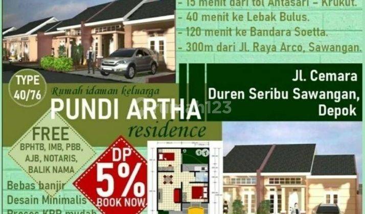 Dijual rumah murah diskon 100 juta dr harga 490 juta jadi 390 juta terima AJB dan balik nama rumah tipe LT76/ LB 45 buruan beli,lokasi strategis di selatan jakarta Kavling Polri Arco Depok 5 menit ke stasiun KRL Citayam Depok 100 meter ke Alfamart minimar 2