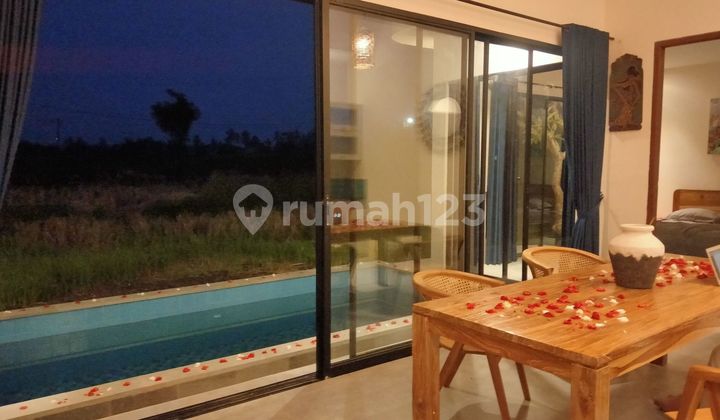 For rental villa Ubud 10 menutes Central Ubud, Villa beautiful Rice Field View 2 Bedroom 2 bathroom Furnished Wi-Fi IDR 27,000,000 strategic 40 minutes From Canggu Nyanyi beach Tanah Lot Tabanan Bali 