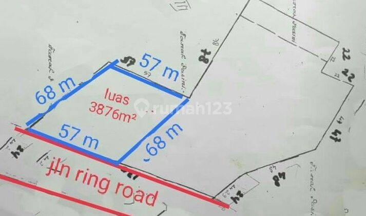 Tanah 3876m3 Ring road 2 dekat RS Hermina dan SPBU  3