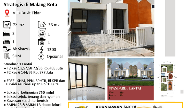 Axjj Rumah 1 Lantai 400 Jutaan Lokasi Strategis di Villa Bukit Tidar Malang 1