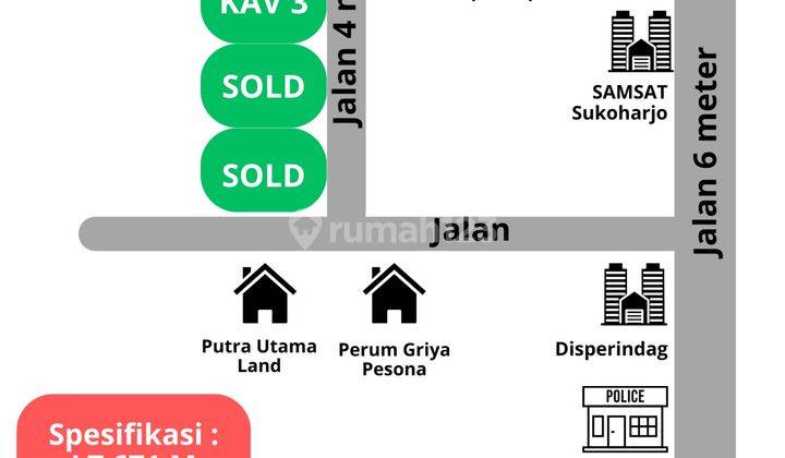 Tanah Strategis Dijual Sukoharjo Kota Dekat Samsat  2