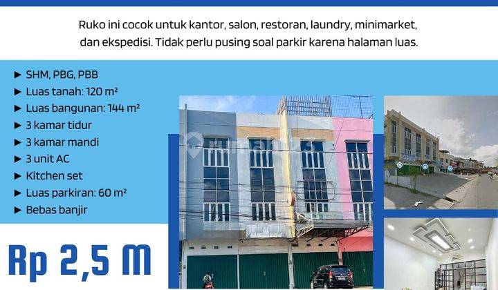 Dijual Ruko Sekip Palembang 3 Lantai Dengan Parkiran Luas 1