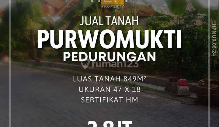 Tanah MURAH di Pu di Purwomukti Pedurungan SHM 1