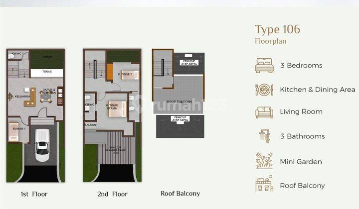 Unit Terbatas ! Di Jual Rumah 2 Lantai Agathis Golf View Tipe 106m2 Sukajadi 2