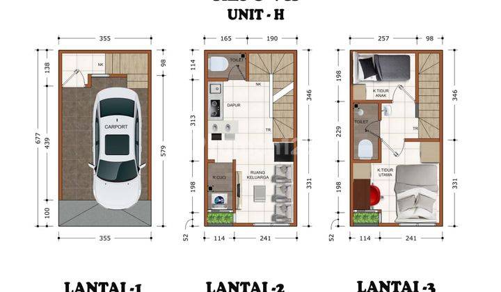 Rumah Town House Kepu Jakarta Pusat Kemayoran 3 Lantai Dibawah 1M 2