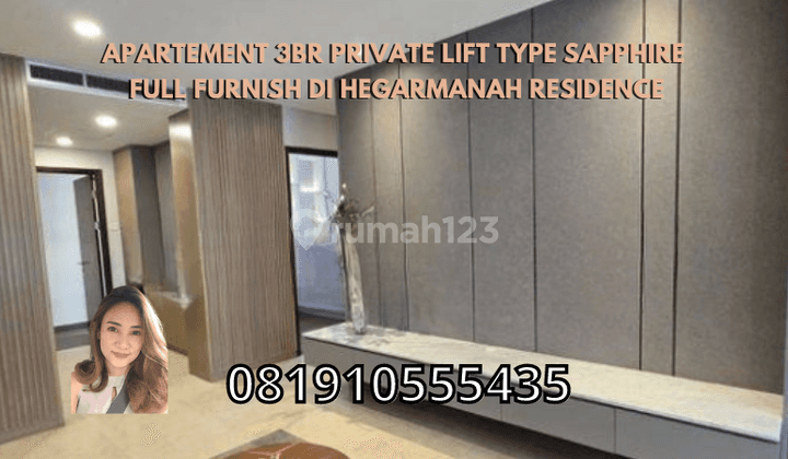 Apartement 3BR Private Lift Type Sapphire Full Furnish di Hegarmanah Residence 1