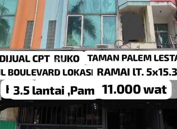 DIJUAL RUKO 3 LANTAI HADAP BARAT DAYA TERMURAH DI TAMAN PALEM LESTARI