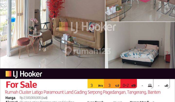 Rumah Cluster Latigo Paramount Land Gading Serpong Pagedangan, Tangerang, Banten 2