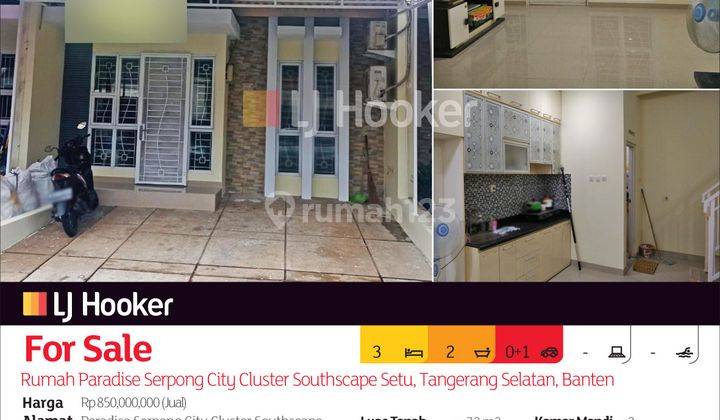 Rumah Paradise Serpong City Cluster Southscape Setu, Tangerang Selatan, Banten 2