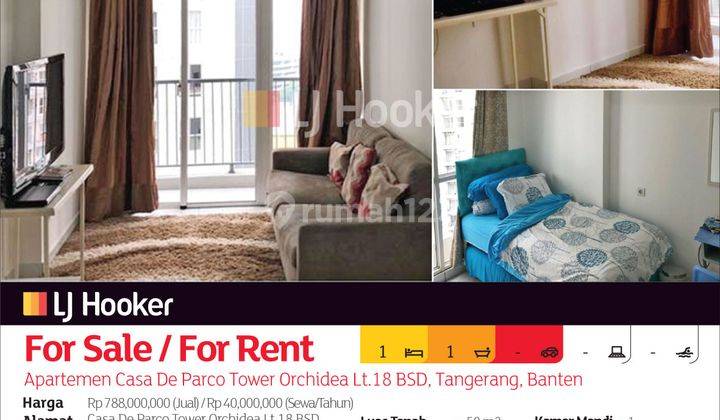 Apartemen Casa De Parco Tower Orchidea Lt.18 Bsd, Tangerang, Banten 2