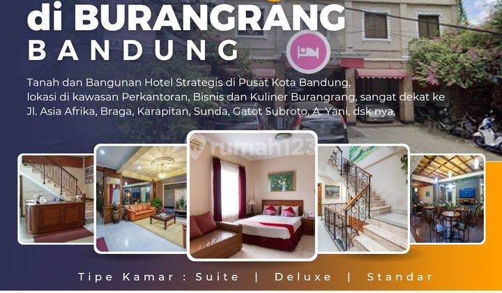 Di Jual Secara Lelang Tanah dan Bangunan Hotel di Burangrang, Pusat Kota Bandung (TANPA FURNISH) 1