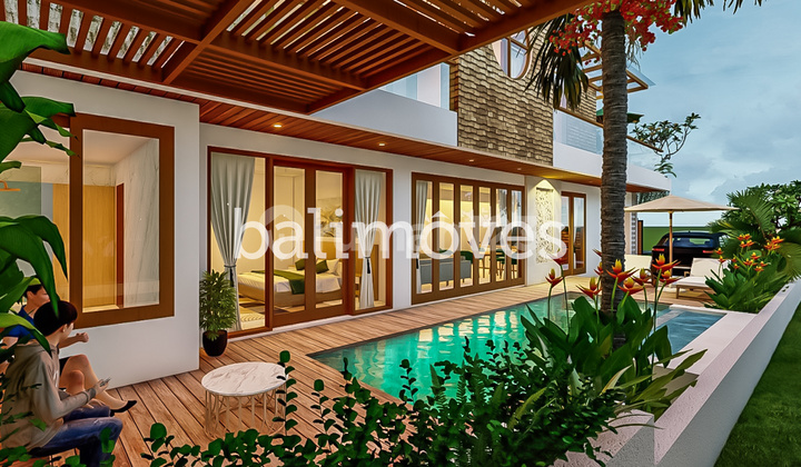 Vila Baru Dua Lantai Tiga Kamar Tidur Modern Di Tepi Pantai Sanur