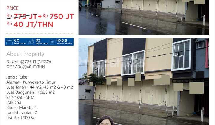 Hot Sale Dijual Dan Disewa Ruko Strategis Purwokerto Timur 1
