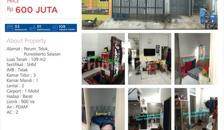 Rumah Perum Teluk Purwokerto Selatan 1