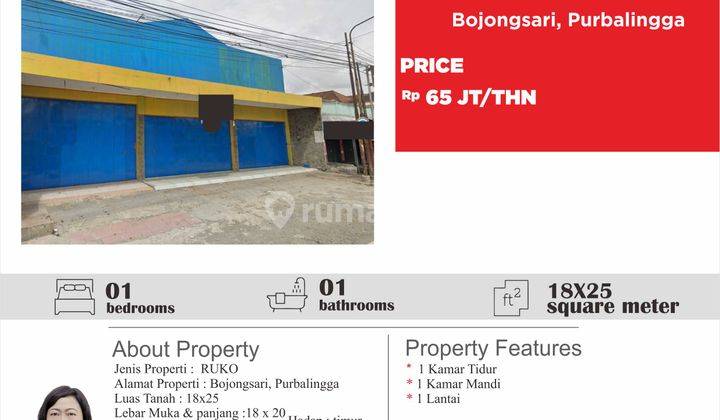 Ruko Dijual Lokasi Depan Jalan Raya Bobotsari 1