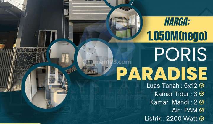 Dijual, Rumah Elegan 2 Lantai Poris Paradise. Al 1