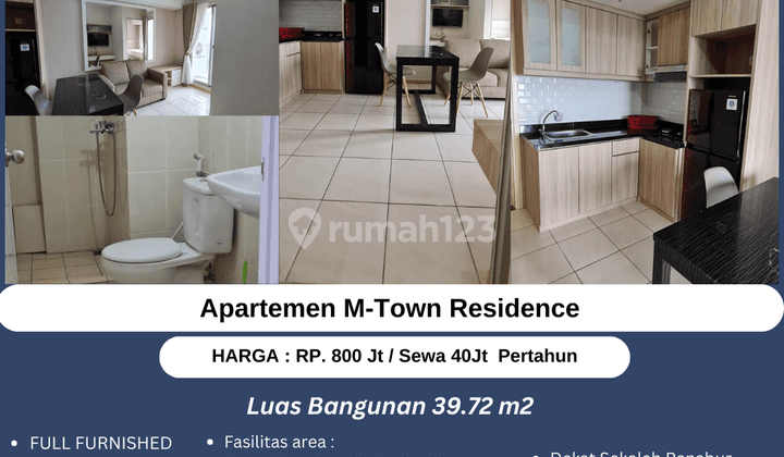 Dijual Sewa Apartemen M Town Residence Tower Carmel  1