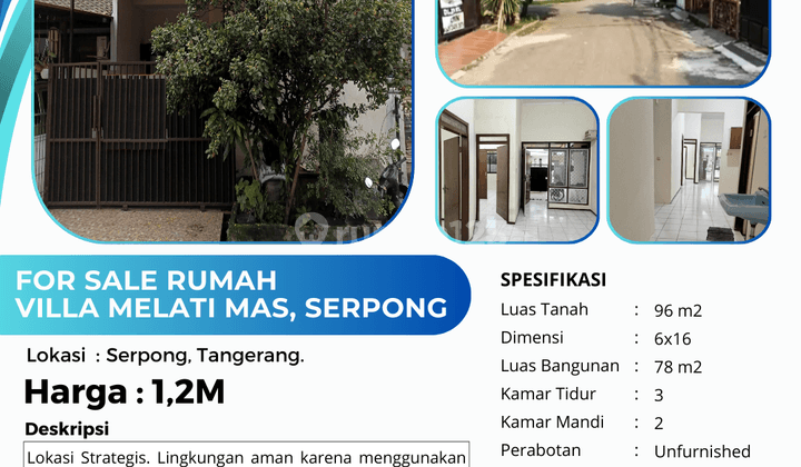 Jual Murah Rumah 1 Lantai di Villa Melati Mas, Serpong Siap Huni 2