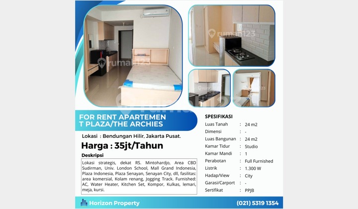 Disewakan Apartemen T Plaza The Archies, Sudirman, Jakarta Pusat 2