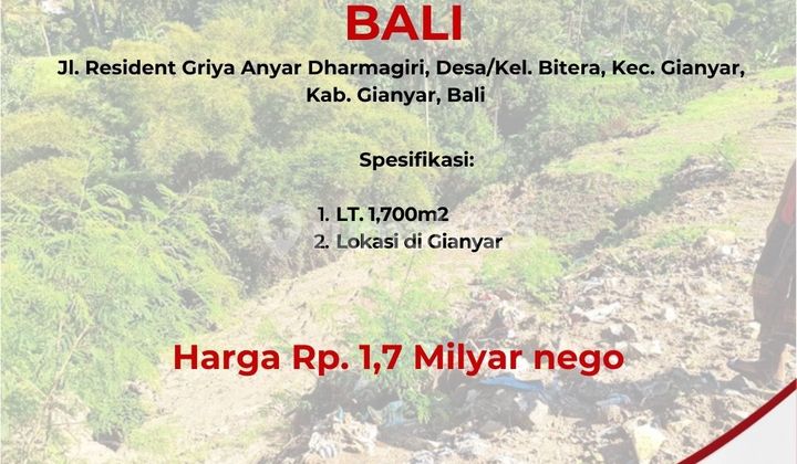 Tanah Recident Griya Anyar Dharmagiri, Gianyar, Bali  2