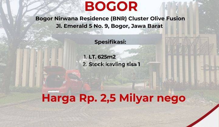 Tanah 625m2, Bogor Nirwana Residence Stok Terbatas  2