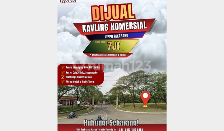 Tanah di Jalan Utama Area Komersial Lippo Cikarang