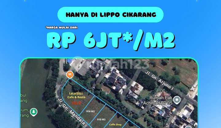 Tanah Komersial Di Jalan Utama Lippo View Danau Untuk F&B,Supermarket,Restoran